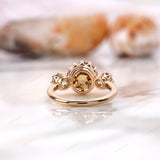 OEC Three Stone Champagne Moissanite Ring, Georgian Style Engagement Ring, Vintage Three Stone Ring For Women, Old Cut 3 Stone Ring