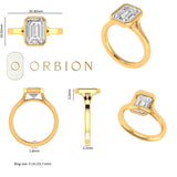 Elongated Asscher Cut Engagement Ring, Bezel Set Ring, Cathedral Ring Moissanite, Step Cut Ring, Yellow Gold Ring, Promise Ring For Her