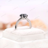 1.7 CT Old Mine Cut Elongated Cushion Grey Moissanite Vintage Engagement Ring for Her, Solitaire Ring, 18K White Gold Ring, Split Shank Ring