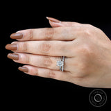 Emerald Cut Moissanite Engagement Ring Set, Emerald Cut Ring Set, 14k White Gold Ring Set, Hidden Halo Ring Set, Wedding Ring Set