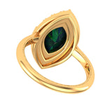 2 CT Blue Green Marquise Cut Moissanite Vintage Style Ring, 10K/14K/18K Yellow Gold Halo Engagement Ring, Moissanite Ring Gold, Promise Ring