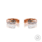 Scattered Diamond Hoop Earrings, Confetti Diamond Earrings, Unique Flush Set Lab Grown Diamond Earrings, Solid Gold Huggie Hoop Earrings