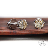 5MM Light Champagne Old European Cut Moissanite Stud Earrings, Unique Screw Back Stud Earrings, Vintage Style Round Moissanite Stud Earrings