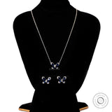 Butterfly Stud Earrings, Blue Sapphire & Lab Grown Diamond Earrings, White Gold Earrings, Push/Screw Back Stud Earrings, Insect Earrings