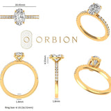 Oval Brilliant Cut Moissanite Engagement Ring, Half Eternity Wedding Band For Women, Oval Solitaire Promise Ring, 14K Solid Yellow Gold Ring