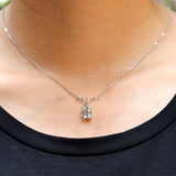 Elongated Cushion Moissanite Pendant, Off White Old Mine Cut Pendant, Claw Prong Set Georgian Style Pendant, Antique White Gold Pendant