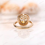 Double Bezel Champagne Moissanite Ring 14k Yellow Gold OMC Elongated Cushion Large Stone Ring Women Color Moissanite Wedding Promise Ring