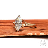 Solitaire Marquise Cut 6 Prong Moissanite Split Shank Engagement Wedding Ring 14k Yellow Gold Unique Promise Anniversary Proposal Ring Women
