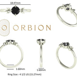 5 MM Brilliant Cut Round Black Moissanite Celestial Style Ring, 10k Solid White Gold Vintage Style Ring, Dainty Black Stone Ring