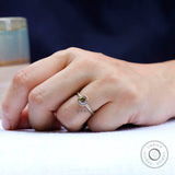 Champagne Cushion Moissanite Ring, Champagne Bezel Ring, Basket Ring Bezel, Old Mine Cut Ring, Satin Matte Finish Yellow Gold Ring