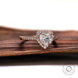 Heart Cut Moissanite Wedding Ring Halo Heart Moissanite Ring 1 Ct Dainty Heart Rings For Women Promise Ring for Her Cathedral Rings