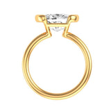 Old Mine Cut Elongated Cushion East-West Set Moissanite Ring, 10K Yellow Gold Half Bezel Set Ring, Unique Engagement Ring