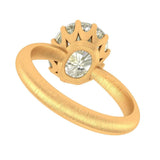 OMC Off white Moissanite 14K Yellow Gold Satin Brush Finish Setting, Solitaire Engagement Ring, Unique Wedding Ring, Art Deco Ring