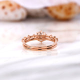 Round Hearts And Arrows Cut Lab Diamond Ring Set With Matching Distance Band Cathedral Rings Bridal Ring Set Rose Gold Wedding Ring Set