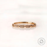 14K Yellow Gold Geometric Hexagon Band Ring, Half Eternity Wedding Band, Moissanite Wedding Band, Diamond Band Women, Dainty Stacking Band