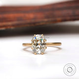 2.5 CT Old Mine Cut Elongated Cushion Off White Moissanite Ring, Brushed Matte Finish Ring, Vintage Engagement Ring, Vintage Promise Ring