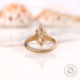 4.75 CT Old Mine Cut Pear Moissanite Ring, Smooth Matte Finish 14K Gold Claw Prong Pear Engagement Ring, Unique Vintage Style Tapered Ring