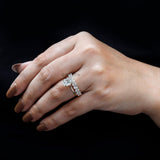 2 CT Oval Cut Moissanite Bridal Ring Set Oval Diamond Engagement Ring Set 14K Gold Wedding Ring Set With Oval Cut Matching Band For Women