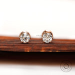 Front view old European cut moissanite stud earrings