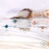 Round Fancy Vivid Blue Lab Grown Diamond Solitaire Ring with Pavé Band in 14K White Gold
