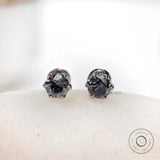 Front view OEC grey moissanite claw prong stud earrings