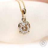 Front view Georgian old mine cut moissanite pendant yellow gold