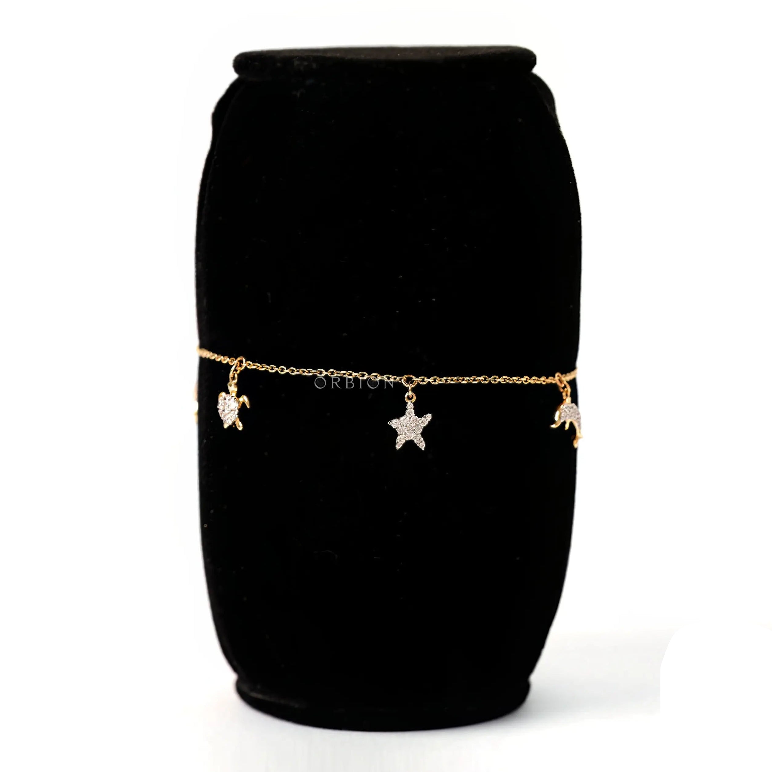 Alternate front view yellow gold ocean charm bolo bracelet