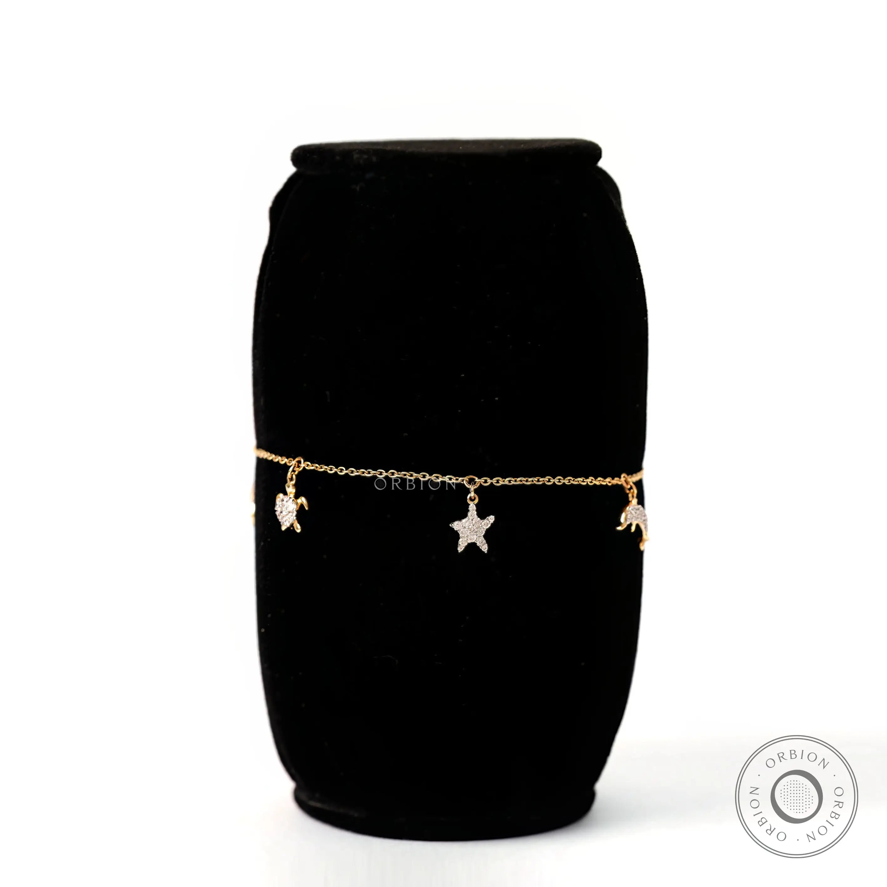 Alternate front view yellow gold ocean charm bolo bracelet