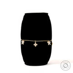 Front view lab grown diamond butterfly clover bolo bracelet in gold