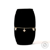Front view lab grown diamond butterfly clover bolo bracelet in gold
