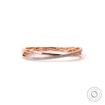 Front view lab grown diamond crossover bangle bracelet rose gold