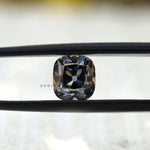 1.7 CT Old Mine Cut Cushion Grey Loose Moissanite in Tweezers