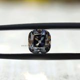 1.7 CT Old Mine Cut Cushion Grey Loose Moissanite in Tweezers