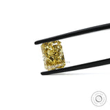 Radiant brilliant cut fancy yellow loose lab diamond side angle