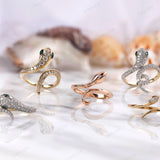 Dainty Lab Diamond Snake Ring – Symbolizes Strength and Beauty,  Perfect Gift for Her! Unique Serpent Ring in 10K Gold