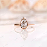 1 Carat Pear Shape Lab Grown Diamond Ring / Pear Cut Diamond Solitaire Engagement Ring / 14K Rose Gold Ring, Cathedral Ring, Gift For Her
