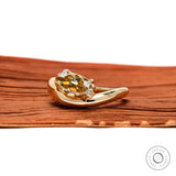 Modern Chunky Statement Ring, Old Mine Cut Elongated Oval Yellowish Champagne Moissanite Ring in 10K Yellow Gold, Champagne Wedding Ring