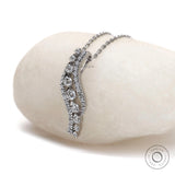 Lab Grown Diamond Journey Necklace, Wavy Drop Pendant Necklace, Diamond Swirl Necklace, White Gold Chain Necklace, Delicate Diamond Necklace