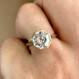 Asscher Cut Moissanite Ring, Asscher Engagement Ring, Octagon Ring Gold, Asscher Bezel Ring, Satin Finish Cathedral Yellow Gold Ring