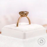 2.74 CT OMC Cushion Champagne Moissanite Vintage Engagement Ring, Satin/Brushed Matte Finish Claw Prong Ring, Yellow Gold Georgian Ring