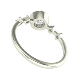 5 MM DEF Brilliant Cut Round Moissanite Engagement Ring, 10K Solid White Gold Milgrain Bezel Set Proposal Ring, Dainty Promise Ring