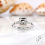 Asscher Cut Solitaire Engagement Ring, Asscher Cut Moissanite Ring, 14K White Gold Solitaire Ring, Double Claw Prong, Cathedral Rings