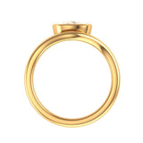 Champagne Shallow Old Mine Cut Moissanite Double Shank Ring With Matching Curved Band in 18k Yellow Gold, Wedding Ring Set