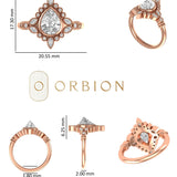 Rose Cut Pear Moissanite Art Deco Ring in 14K Rose Gold, Vintage Style Milgrain Ring, Engagement Ring For Women, Anniversary Ring