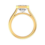 Emerald Cut Bezel Set Moissanite Engagement Ring, 10K/14K/18K Yellow Gold Ring, Solitaire Ring Gold, Wedding Ring For Her