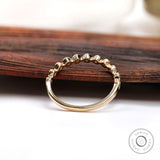 Round Cut Moissanite Floating Eternity Band, 14K White Gold Wedding Band, Women's Anniversary Band, Half Eternity Band, Bubble Wedding Band