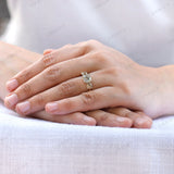 Cushion OMC Moissanite 3 Stone Vintage Ring, Georgian Ring for Her, Claw Prong, Old Mine Cut, Unique Engagement Ring, Promise Ring