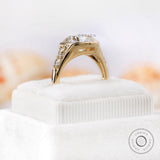 Large Engagement Ring, 10 MM 3.5 CT Cushion Ring, Old Mine Cut Cushion Moissanite Ring, Vintage Cluster Ring, Solitaire Bezel Ring Gold