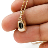 1.8 CT Emerald Cut Dark Green Black Moissanite Pendant, Solid Yellow Gold Basket Set Pendant, Glossy Finish Chunky Pendant, Dainty Pendant