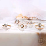 Round Cut Lab Grown Diamond Cathedral Halo Ring in 14K Yellow Gold